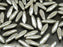 25 pcs Dagger Pressed Beads, 5x16mm, Opaque Gray Zebra AB, Czech Glass