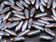 25 pcs Dagger Pressed Beads, 5x16mm, Opaque Aqua Circle Copper, Czech Glass