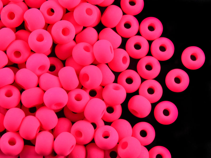 40 pcs Pony NEON Beads, 5.5mm, Pink (UV Active), Czech Glass