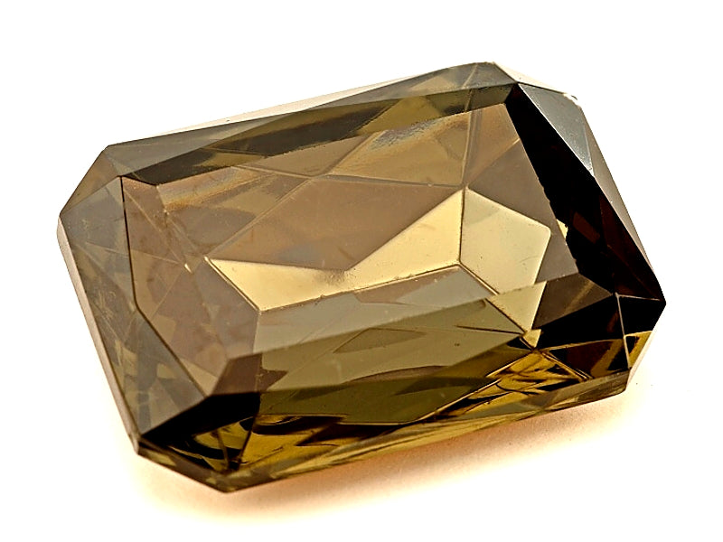 1 pc Imitation Crystal Stone Rectangle Octahedral, 30x22mm, Black Diamond, One Side Gold Foiled, Czech Glass