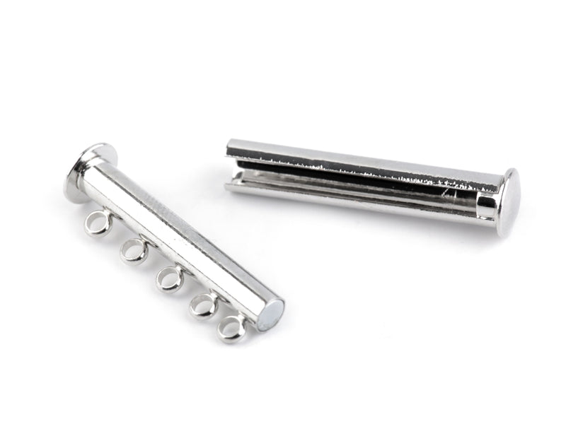 1 pc Jewelry Magnetic Slider Clasp, 5 Rows, 30mm, Silver Plated