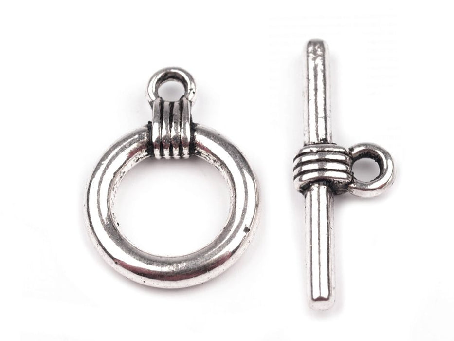 1 pc Smooth Round Toggle Clasp, 15x20mm, Platinum Plated