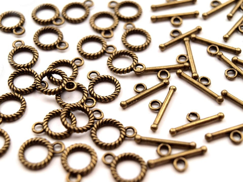 1 pc Smooth Round Toggle Clasp, 10mm, Brass Plated
