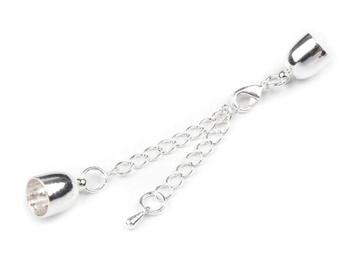 1 pc Lobster Clasp with Chain and End Cap, 8mm, Silver Plated