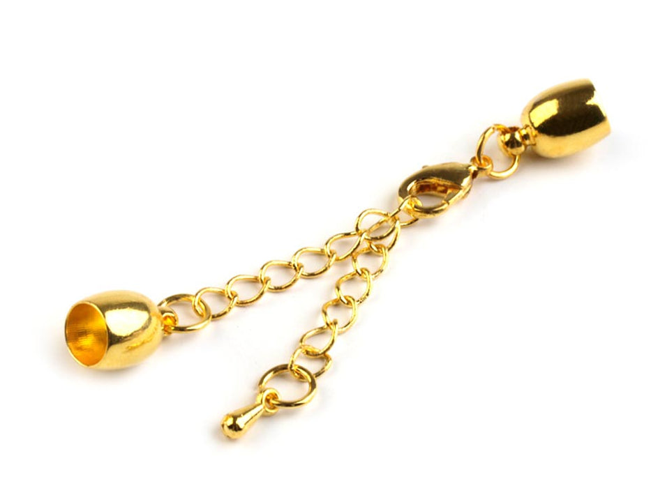 1 pc Lobster Clasp with Chain and End Cap, 6mm, Gold Plated