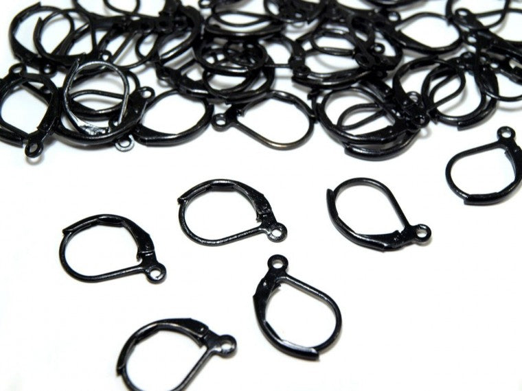 2 pcs Leverback Earrings, Black
