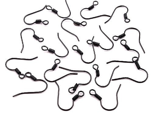 2 pcs Afro Hook Earrings with Druk, 18mm, Black