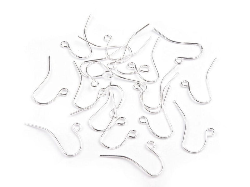 2 pcs French Hook Earring Wires, 13mm, Silver Plated