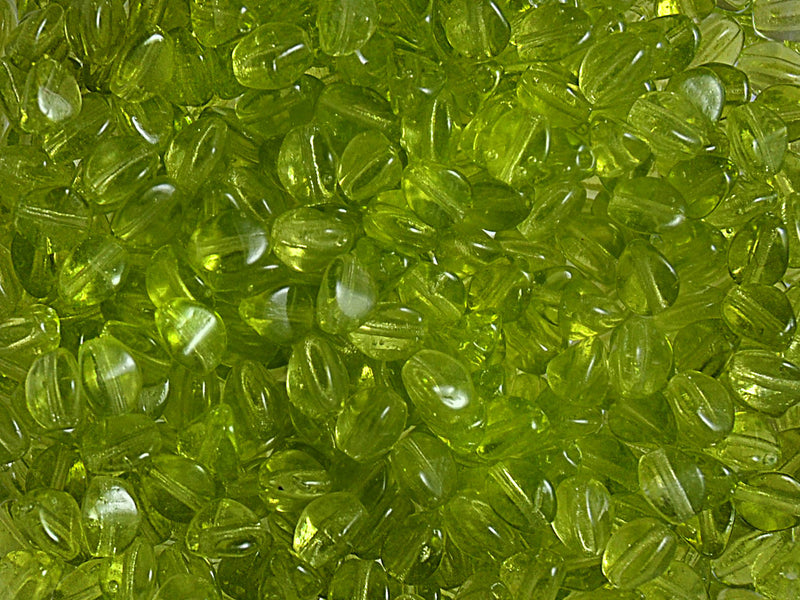 50 pcs Pinch Pressed Beads, 5x3.5mm, Olivine (Green Transparent), Czech Glass