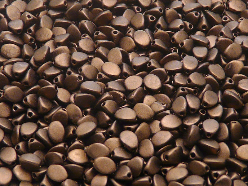 50 pcs Pinch Pressed Beads, 5x3.5mm, Jet Bronze Matte, Czech Glass