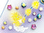 50 pcs Star Beads 6 mm, Crystal Yellow Rainbow, Czech Glass