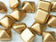 6 pcs 2-hole Pyramid Beads, 12x12mm, Aztec Gold, Pressed Czech Glass