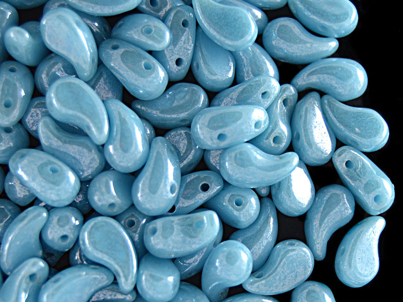 20 pcs 2-hole ZoliDuo® Right Pressed Beads, 5x8mm, Turquoise Shimmer, Czech Glass