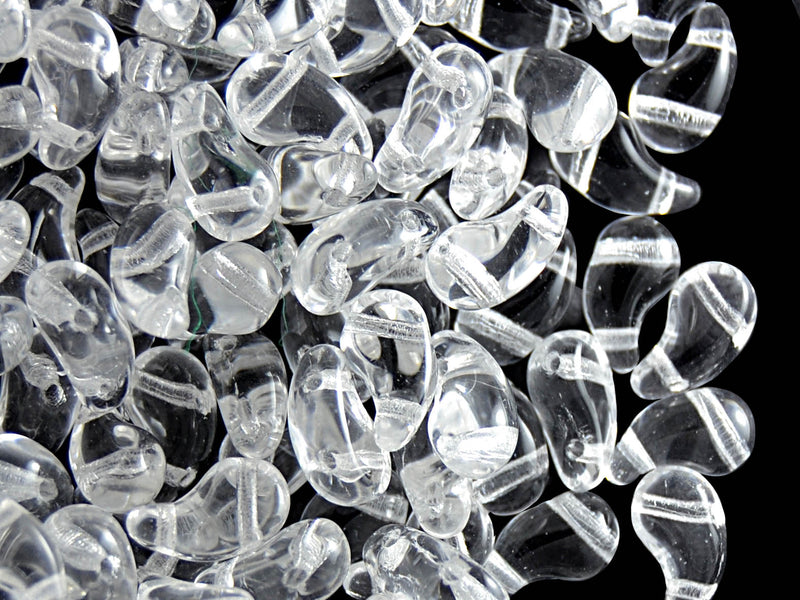 20 pcs 2-hole ZoliDuo® Right Pressed Beads, 5x8mm, Crystal Clear, Czech Glass
