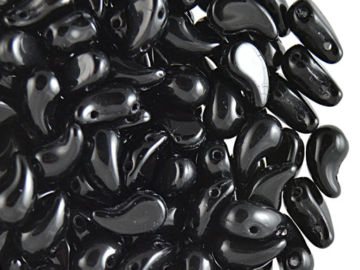 20 pcs 2-hole ZoliDuo® Right Pressed Beads, 5x8mm, Jet Black, Czech Glass