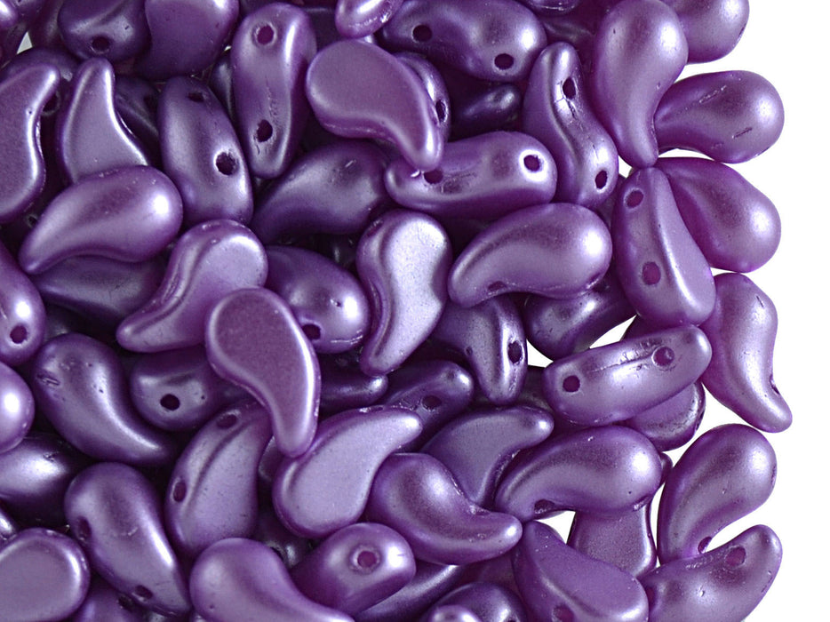 20 pcs 2-hole ZoliDuo® Right Pressed Beads, 5x8mm, Alabaster Pastel Lila Purple, Czech Glass