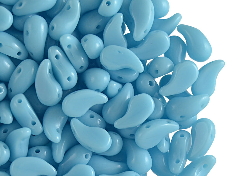 20 pcs 2-hole ZoliDuo® Right Pressed Beads, 5x8mm, Opaque Turquoise Blue, Czech Glass