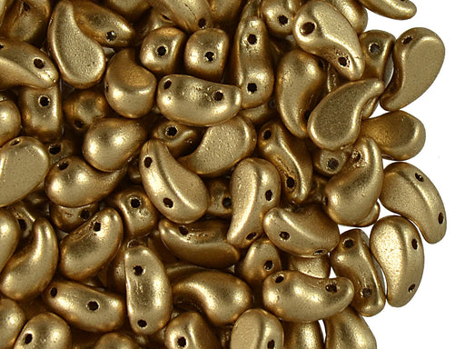 20 pcs 2-hole ZoliDuo® Right Pressed Beads, 5x8mm, Alabaster Bronze Pale Gold, Czech Glass