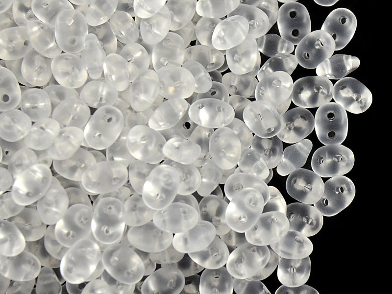 20 g 2-hole SuperDuo™ Seed Beads, 2.5x5mm, Crystal Matte, Czech Glass