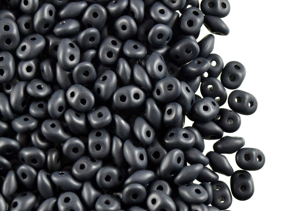 20 g 2-hole SuperDuo™ Seed Beads, 2.5x5mm, Black Matte, Czech Glass