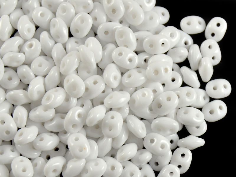 20 g 2-hole SuperDuo™ Seed Beads, 2.5x5mm, Chalk White, Czech Glass