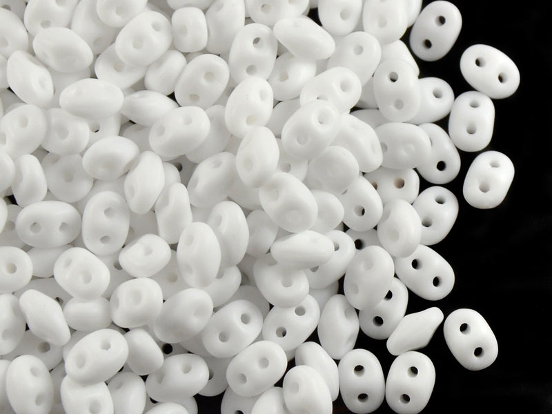 20 g 2-hole SuperDuo™ Seed Beads, 2.5x5mm, Chalk White Matte, Czech Glass
