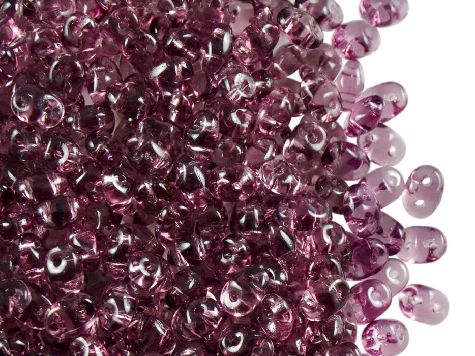 20 g 2-hole SuperDuo™ Seed Beads, 2.5x5mm, Amethyst, Czech Glass