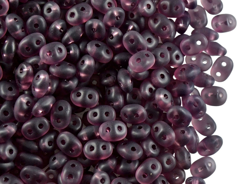 20 g 2-hole SuperDuo™ Seed Beads, 2.5x5mm, Amethyst Matte, Czech Glass