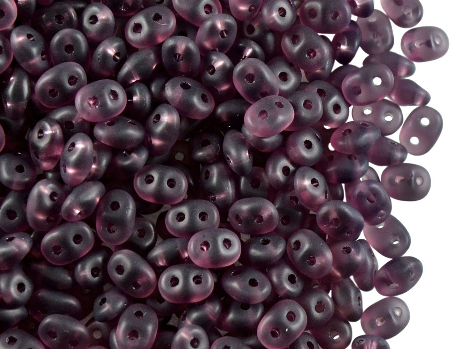 20 g 2-hole SuperDuo™ Seed Beads, 2.5x5mm, Amethyst Matte, Czech Glass