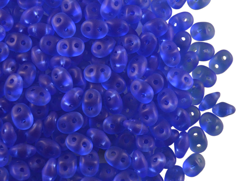 20 g 2-hole SuperDuo™ Seed Beads, 2.5x5mm, Sapphire Matte, Czech Glass