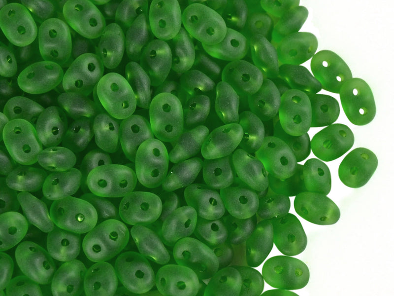 20 g 2-hole SuperDuo™ Seed Beads, 2.5x5mm, Chrysolite Matte, Czech Glass
