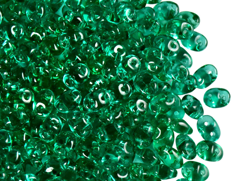20 g 2-hole SuperDuo™ Seed Beads, 2.5x5mm, Emerald, Czech Glass