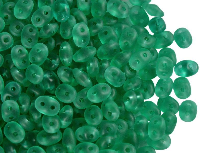 20 g 2-hole SuperDuo™ Seed Beads, 2.5x5mm, Emerald Matte, Czech Glass