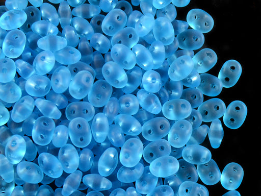 20 g 2-hole SuperDuo™ Seed Beads, 2.5x5mm, Aqua Matte, Czech Glass