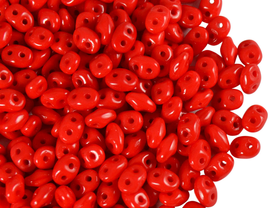 20 g 2-hole SuperDuo™ Seed Beads, 2.5x5mm, Coral Red, Czech Glass