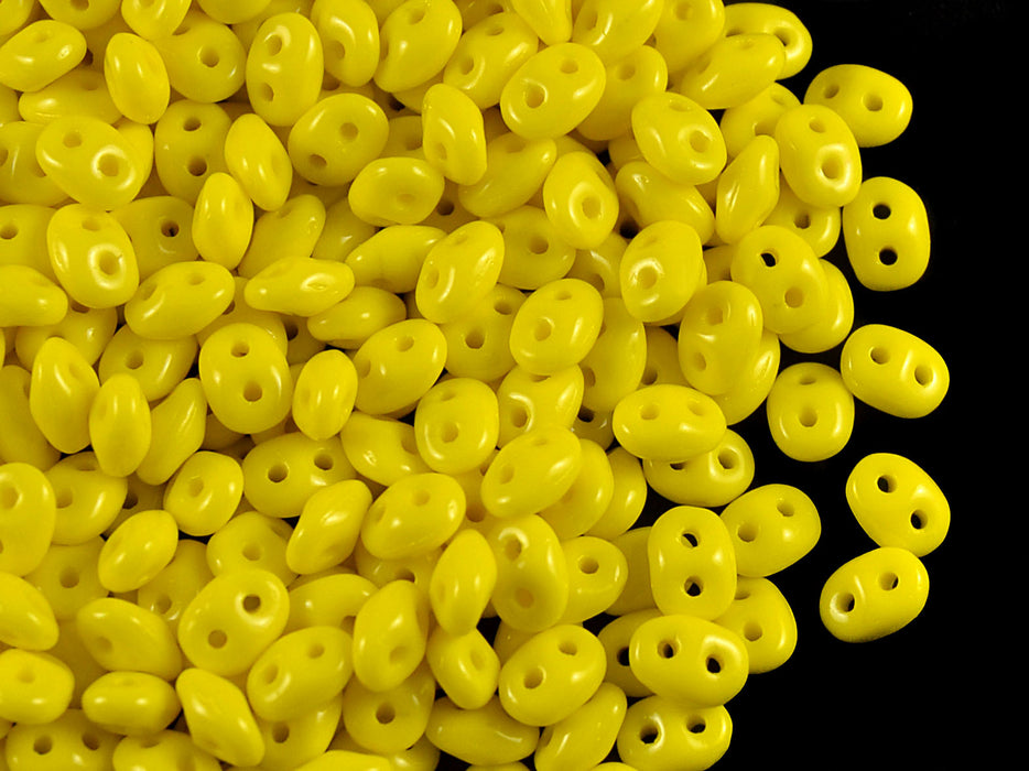 20 g 2-hole SuperDuo™ Seed Beads, 2.5x5mm, Lemon (Yellow Opaque), Czech Glass