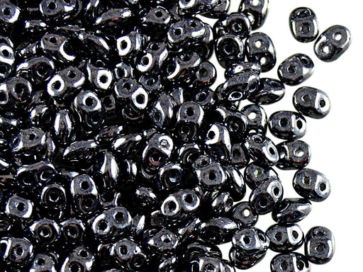 20 g 2-hole SuperDuo™ Seed Beads, 2.5x5mm, Jet Hematite (Gray), Czech Glass