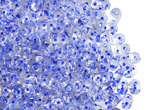 20 g 2-hole SuperDuo™ Seed Beads, 2.5x5mm, Crystal Blue Lined, Czech Glass