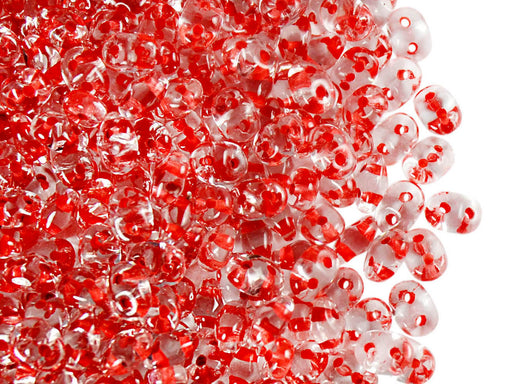 20 g 2-hole SuperDuo™ Seed Beads, 2.5x5mm, Crystal Red Lined, Czech Glass