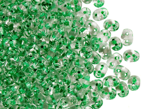 20 g 2-hole SuperDuo™ Seed Beads, 2.5x5mm, Crystal Light Green Lined, Czech Glass