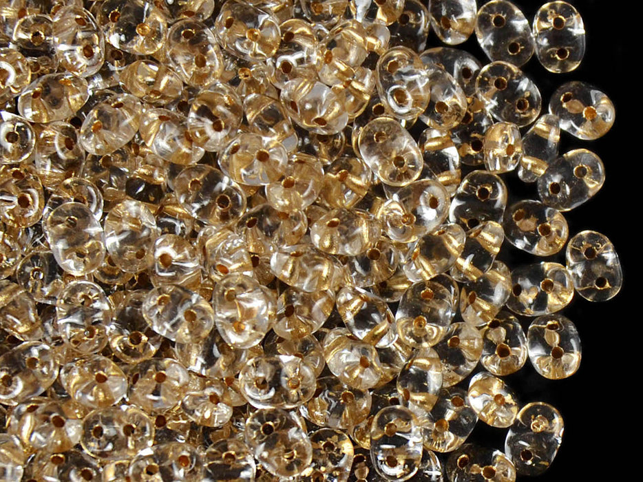 20 g 2-hole SuperDuo™ Seed Beads, 2.5x5mm, Crystal Bronze Lined, Czech Glass
