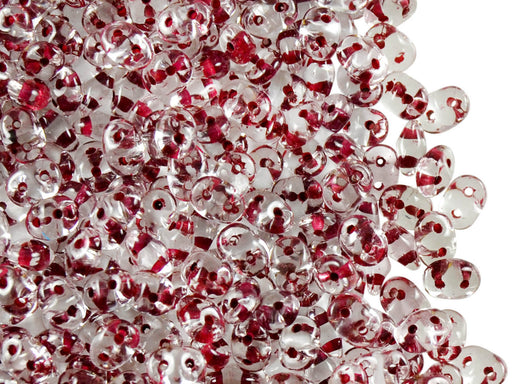 20 g 2-hole SuperDuo™ Seed Beads, 2.5x5mm, Crystal Dark Red Lined, Czech Glass