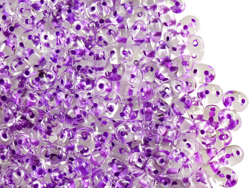 20 g 2-hole SuperDuo™ Seed Beads, 2.5x5mm, Crystal Dark Purple Lined, Czech Glass
