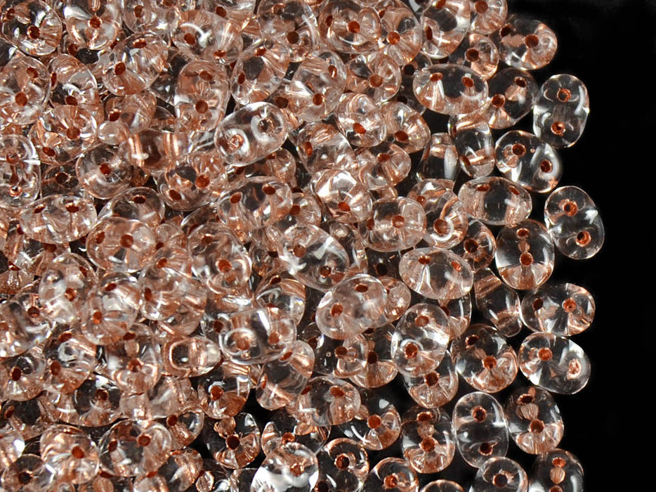 20 g 2-hole SuperDuo™ Seed Beads, 2.5x5mm, Crystal Dark Copper Lined, Czech Glass