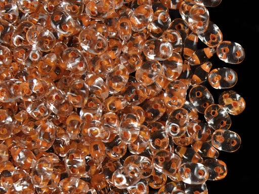 20 g 2-hole SuperDuo™ Seed Beads, 2.5x5mm, Crystal Dark Orange Lined, Czech Glass