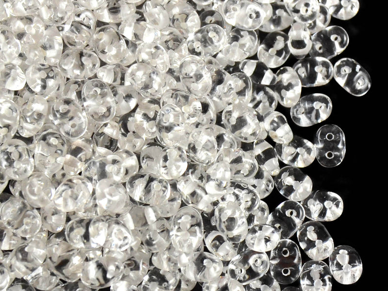 20 g 2-hole SuperDuo™ Seed Beads, 2.5x5mm, Crystal White Lined, Czech Glass
