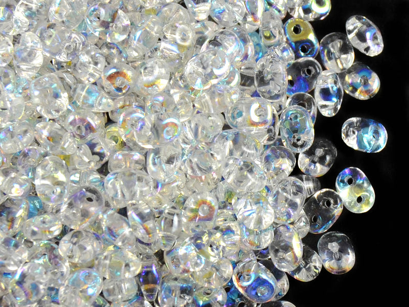 20 g 2-hole SuperDuo™ Seed Beads, 2.5x5mm, Crystal AB, Czech Glass
