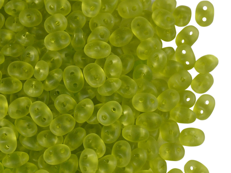 20 g 2-hole SuperDuo™ Seed Beads, 2.5x5mm, Olivine Matte, Czech Glass