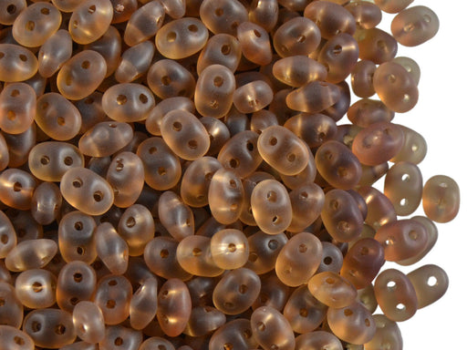 20 g 2-hole SuperDuo™ Seed Beads, 2.5x5mm, Smoke Topaz Matte, Czech Glass