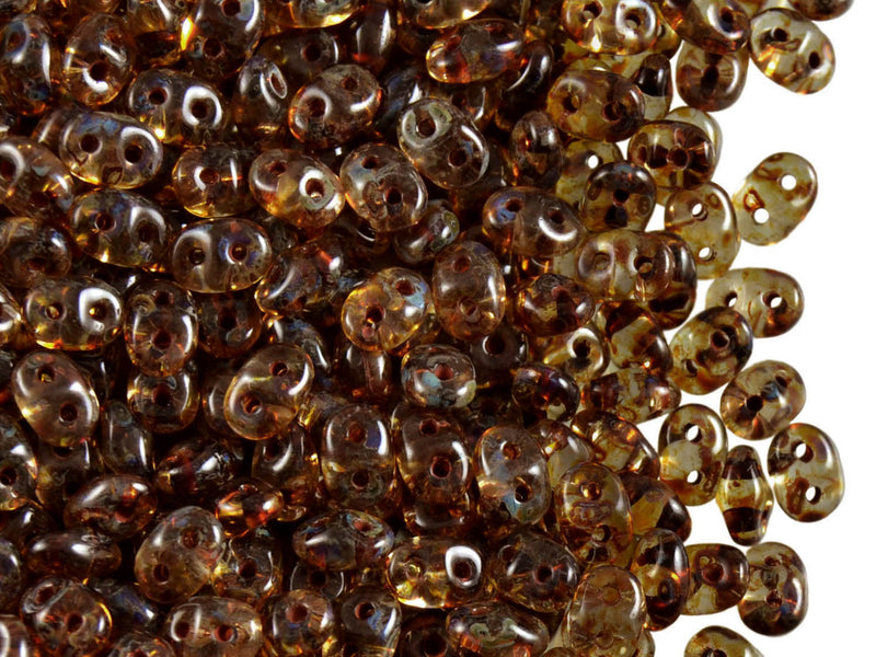 20 g 2-hole SuperDuo™ Seed Beads, 2.5x5mm, Crystal Travertine Dark, Czech Glass